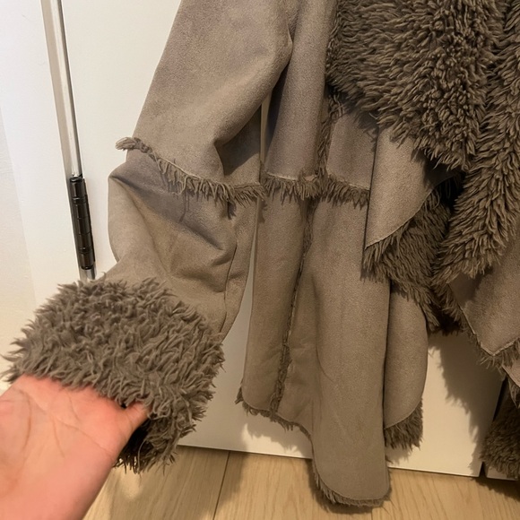 Akira Chicago Gray Suede and Fur Winter Jacket - Picture 2 of 5